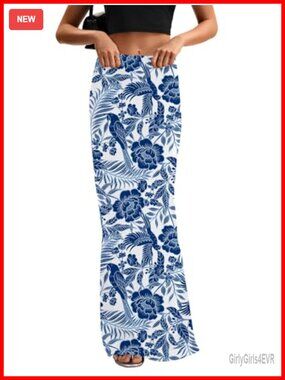 High Waist Elastic Flare Bodycon Maxi Skirt Women's Slim Fit
